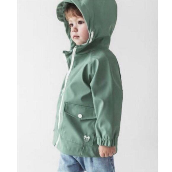 Zara Infant Water Resistant Rubberized Jacket 12 -18M Green Disney Mickey Mouse - Picture 2 of 11